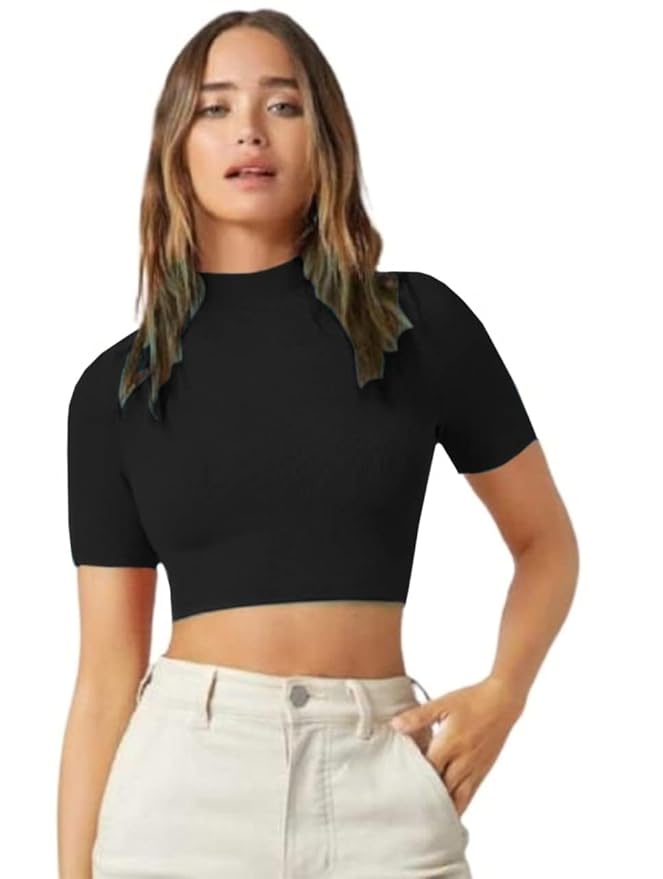 Women's  Short Sleeves Stylish Casual Crop Top